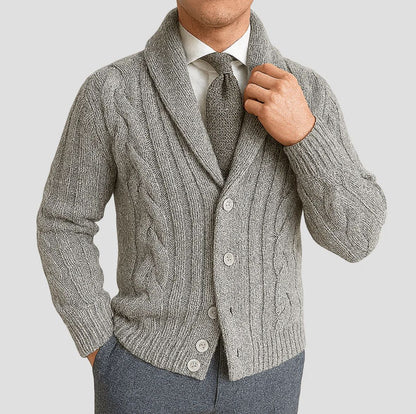 Men’s Cable Knit Shawl Collar Cardigan
