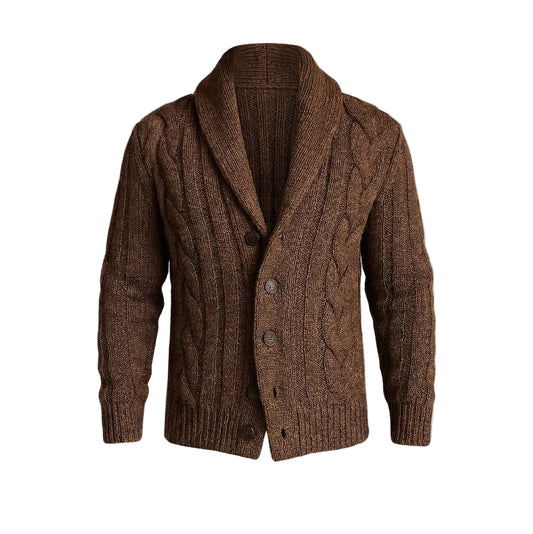 Men’s Cable Knit Shawl Collar Cardigan
