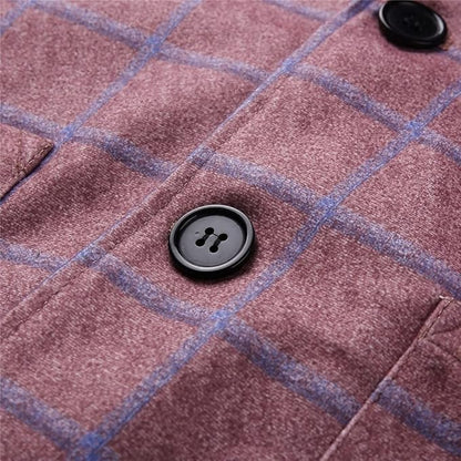 Men's Checked Double Breasted Plaid Blazer