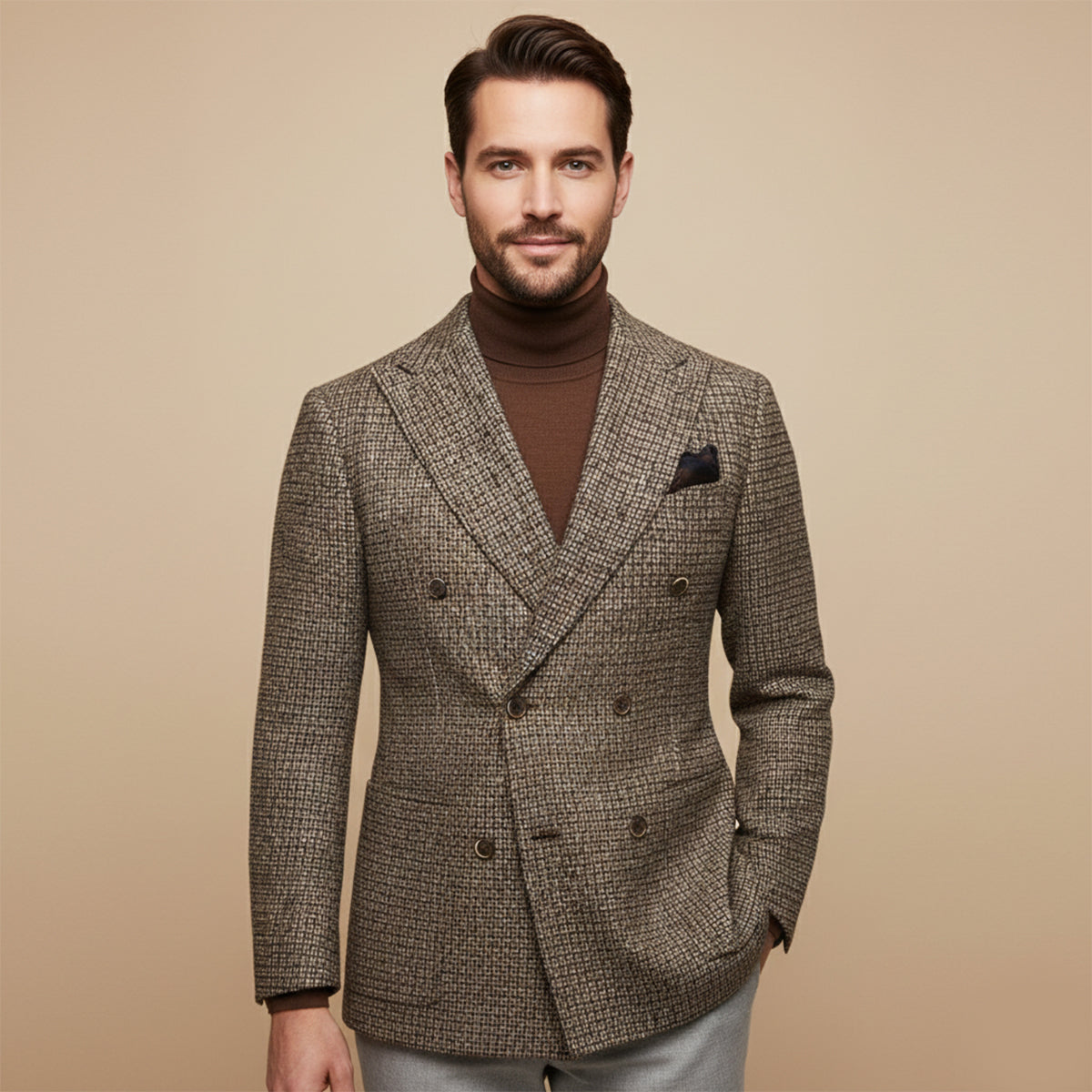 Men's Checked Double Breasted Plaid Blazer