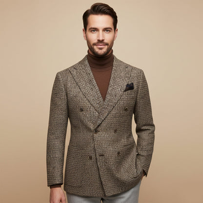Men's Checked Double Breasted Plaid Blazer