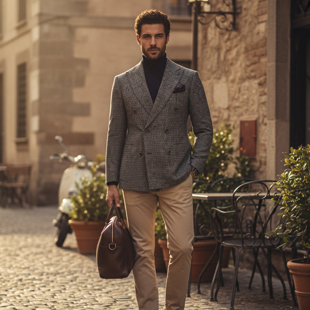 Men's Checked Double Breasted Plaid Blazer