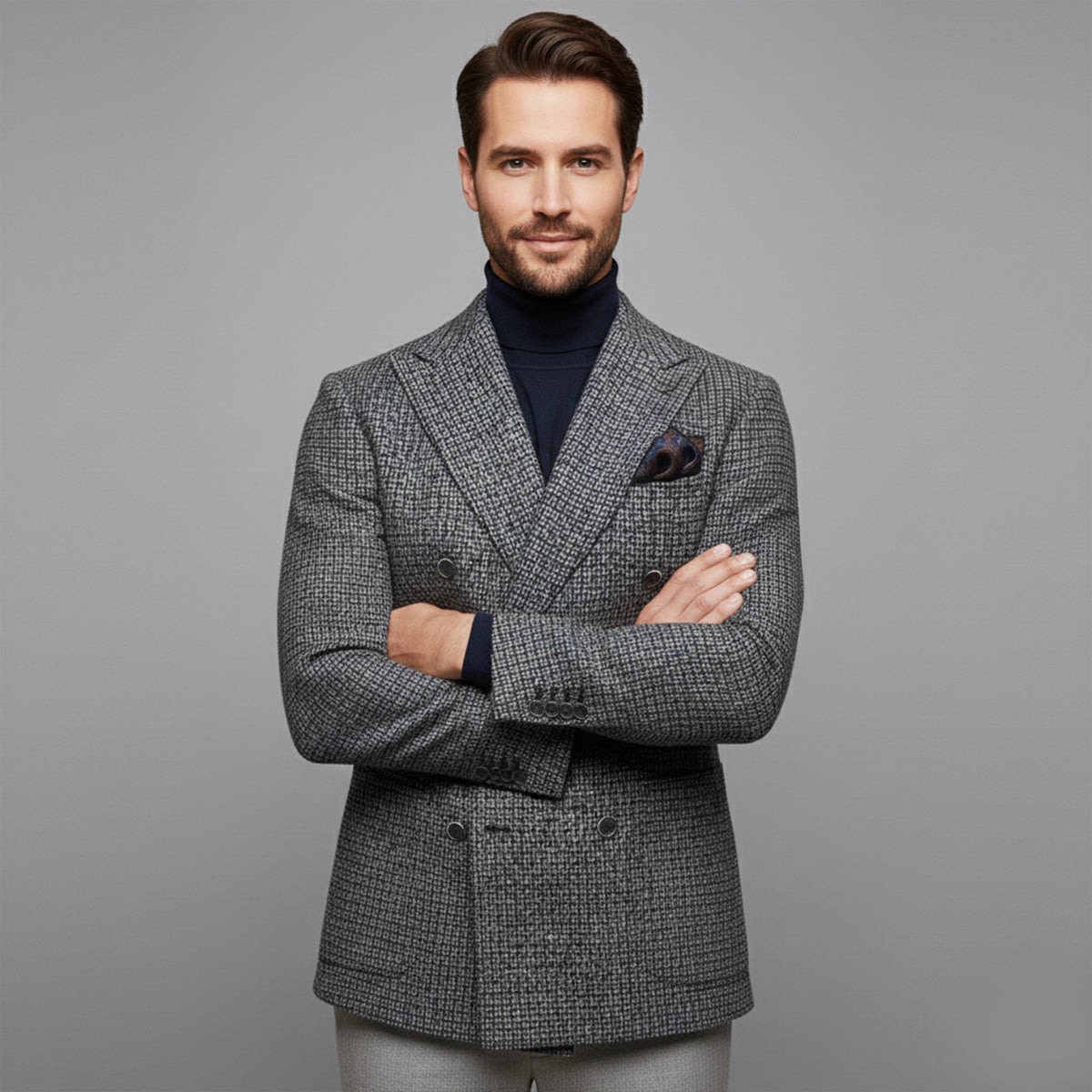 Men's Checked Double Breasted Plaid Blazer
