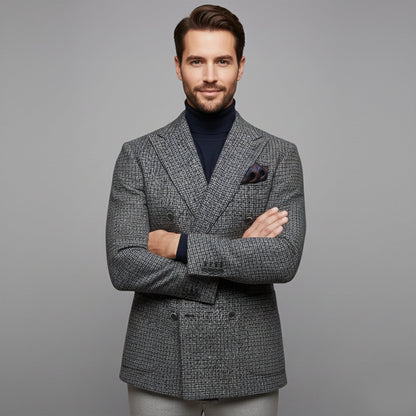 Men's Checked Double Breasted Plaid Blazer