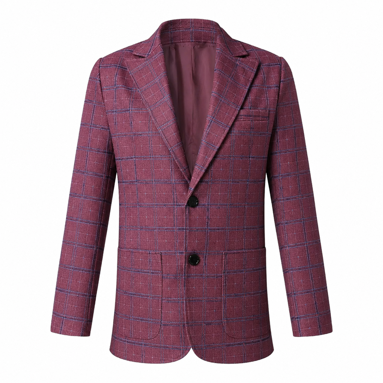 Men's Checked Double Breasted Plaid Blazer Wedding Guest