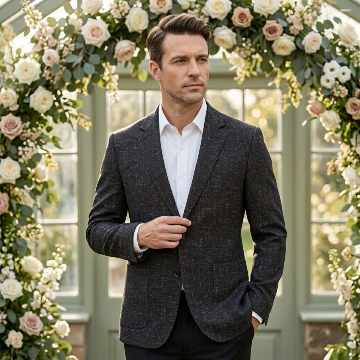 Men's Checked Double Breasted Plaid Blazer Wedding Guest