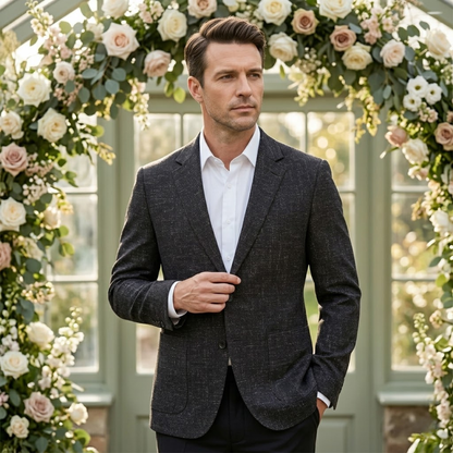 Men's Checked Double Breasted Plaid Blazer Wedding Guest