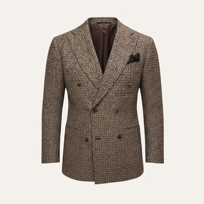 Men's Checked Double Breasted Plaid Blazer Wedding Guest