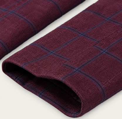 Men's Checked Double Breasted Plaid Blazer Wedding Guest