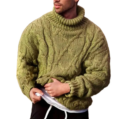 Men’s Chunky Cable Knit Turtleneck Sweater