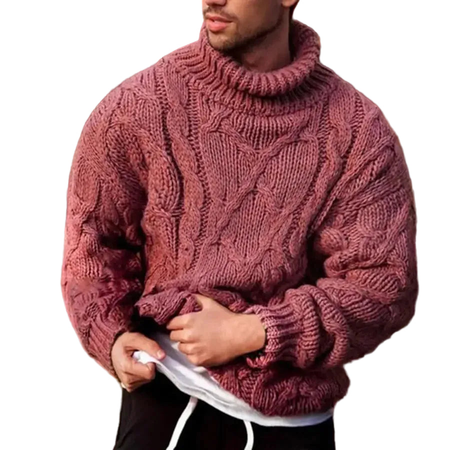 Men’s Chunky Cable Knit Turtleneck Sweater
