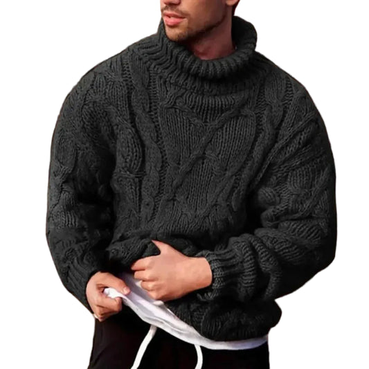 Men’s Chunky Cable Knit Turtleneck Sweater