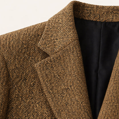 Men's Classic Herringbone Tweed Blazer Wedding Guest