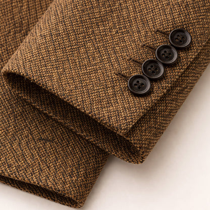 Men's Classic Herringbone Tweed Blazer Wedding Guest