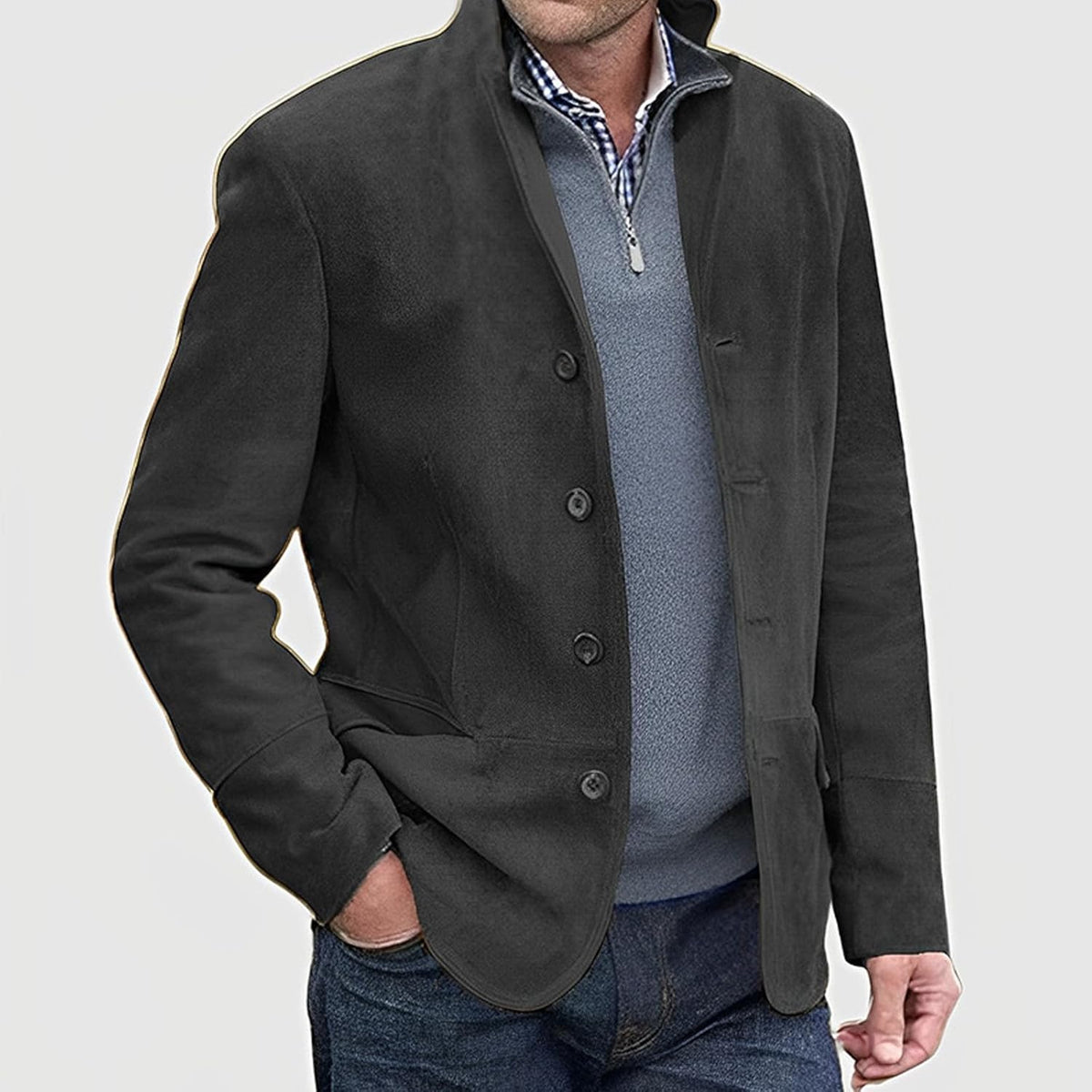 Carter | Men's Blazer Single-Button Notched Lapel Structured Tailored Smart Formal Occasion Business Refined Layering Modern
