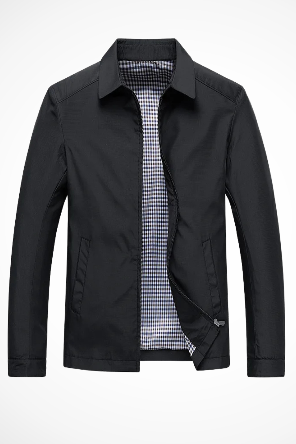 Men's Collared Harrington Summer Jacket with Check Lining
