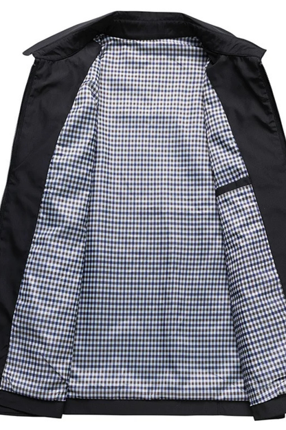 Men's Collared Harrington Summer Jacket with Check Lining