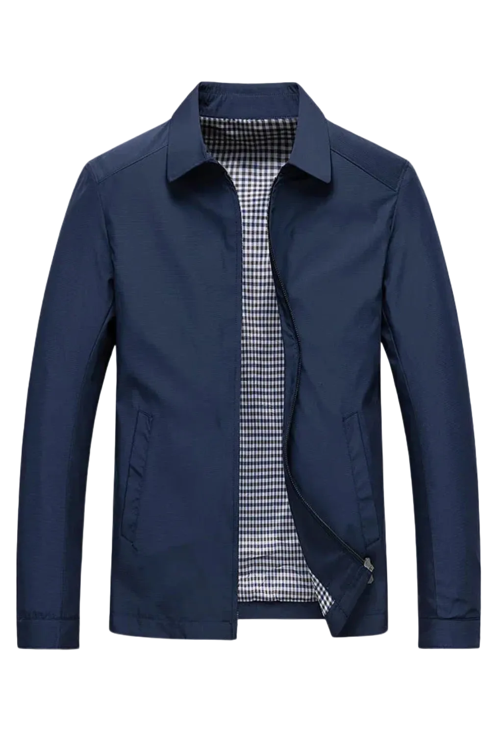 Men's Collared Harrington Summer Jacket with Check Lining