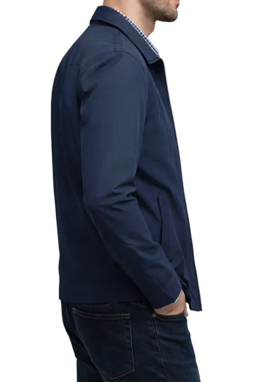 Men's Collared Harrington Summer Jacket with Check Lining