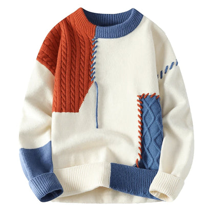 Men’s Color-Block Cable-Knit Sweater