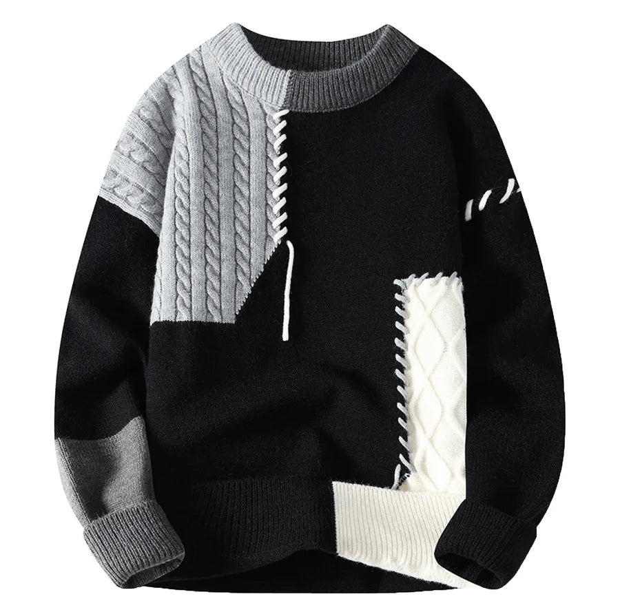 Men’s Color-Block Cable-Knit Sweater