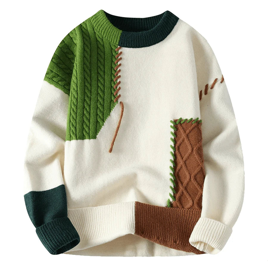 Men’s Color-Block Cable-Knit Sweater