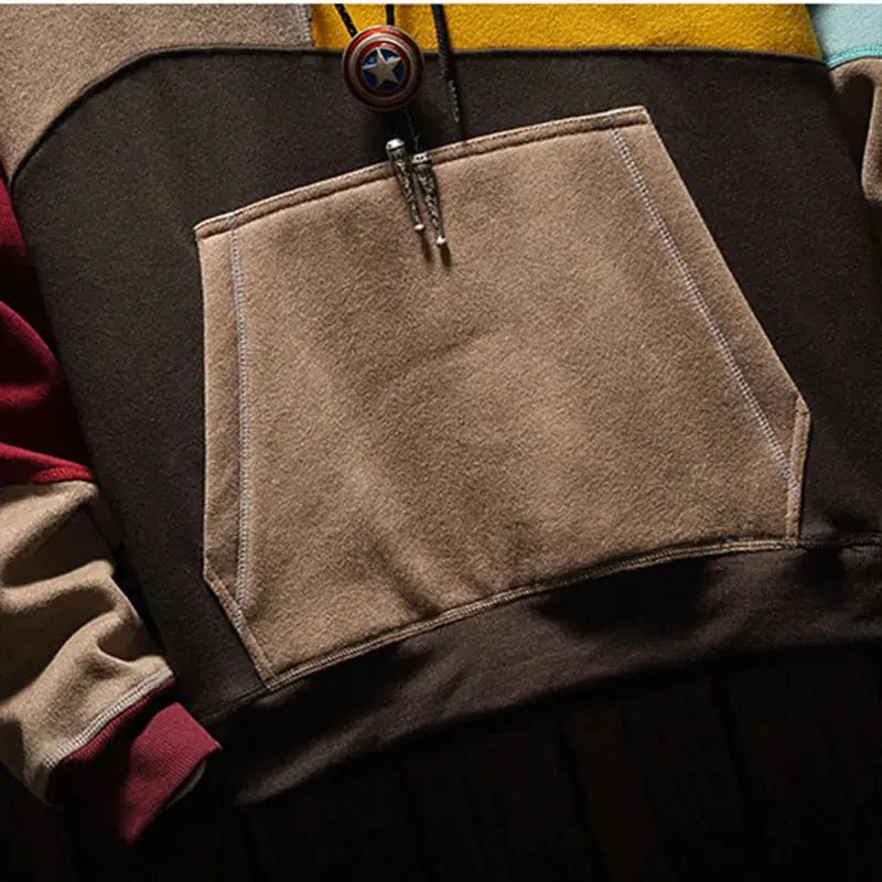 Men’s Colorblock Pullover Hoodie with Kangaroo Pocket