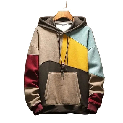 Men’s Colorblock Pullover Hoodie with Kangaroo Pocket
