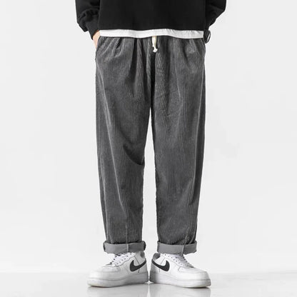Men’s Corduroy Wide-Leg Pants with Elastic Waist