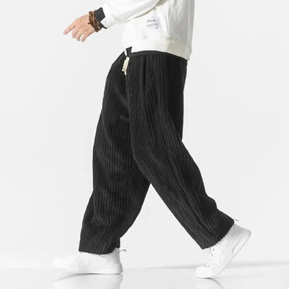 Men’s Corduroy Wide-Leg Pants with Elastic Waist