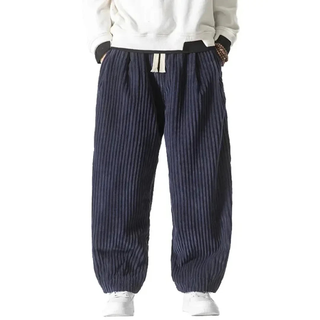 Men’s Corduroy Wide-Leg Pants with Elastic Waist