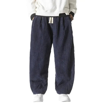Men’s Corduroy Wide-Leg Pants with Elastic Waist
