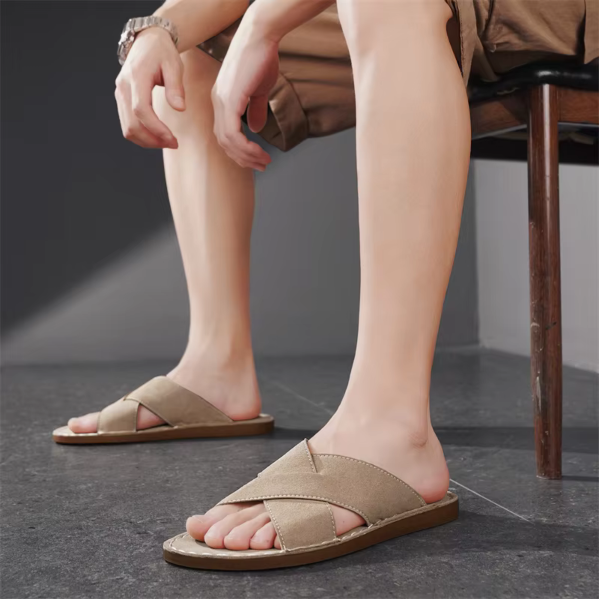 Men's Cross Strap Slide Sandals