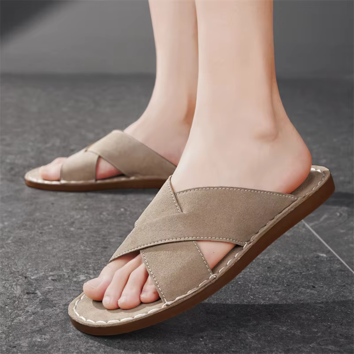 Men's Cross Strap Slide Sandals