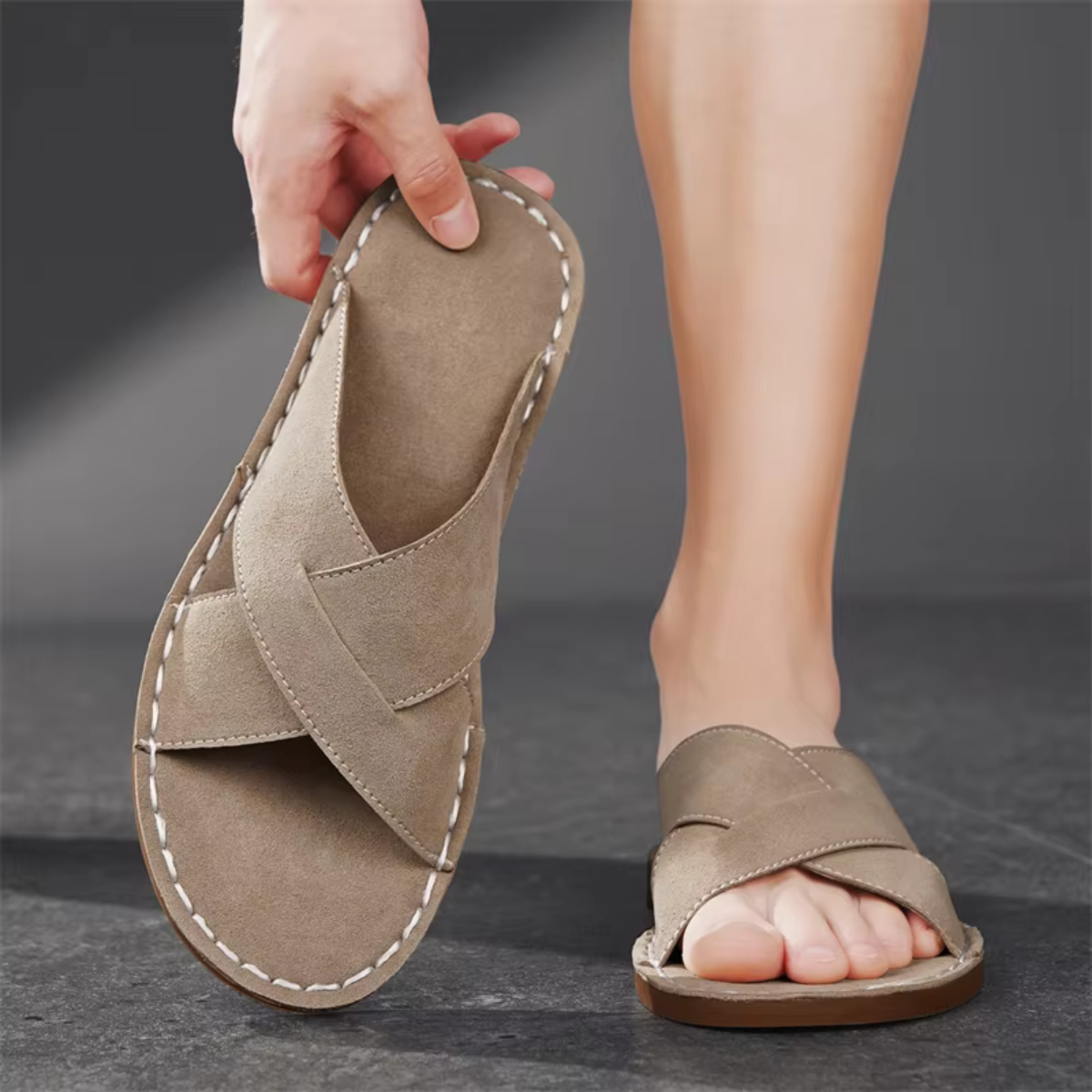 Men's Cross Strap Slide Sandals