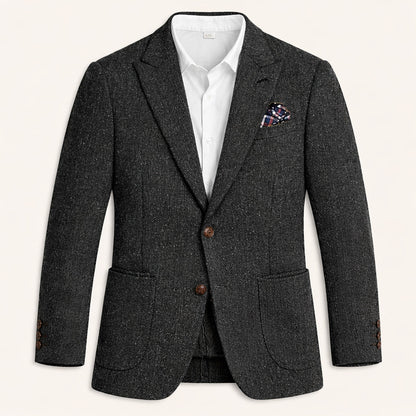 Men's Herringbone Single Breasted Tweed Blazer Wedding Guest