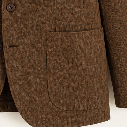 Men's Herringbone Single Breasted Tweed Blazer Wedding Guest