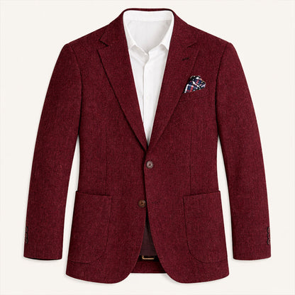 Men's Herringbone Single Breasted Tweed Blazer Wedding Guest