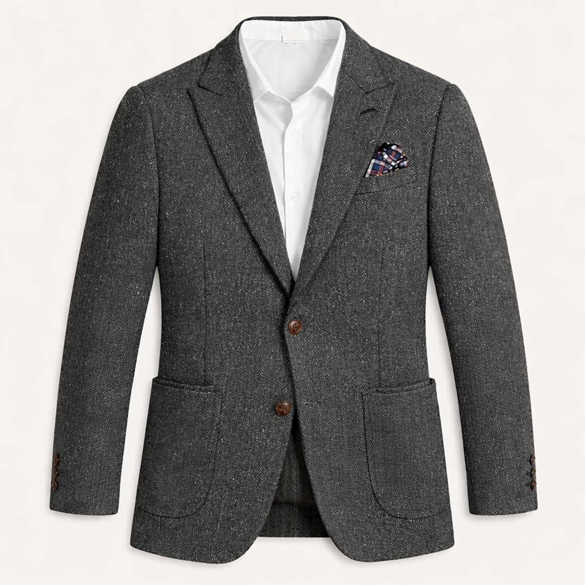 Men's Herringbone Single Breasted Tweed Blazer Wedding Guest
