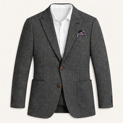 Men's Herringbone Single Breasted Tweed Blazer Wedding Guest