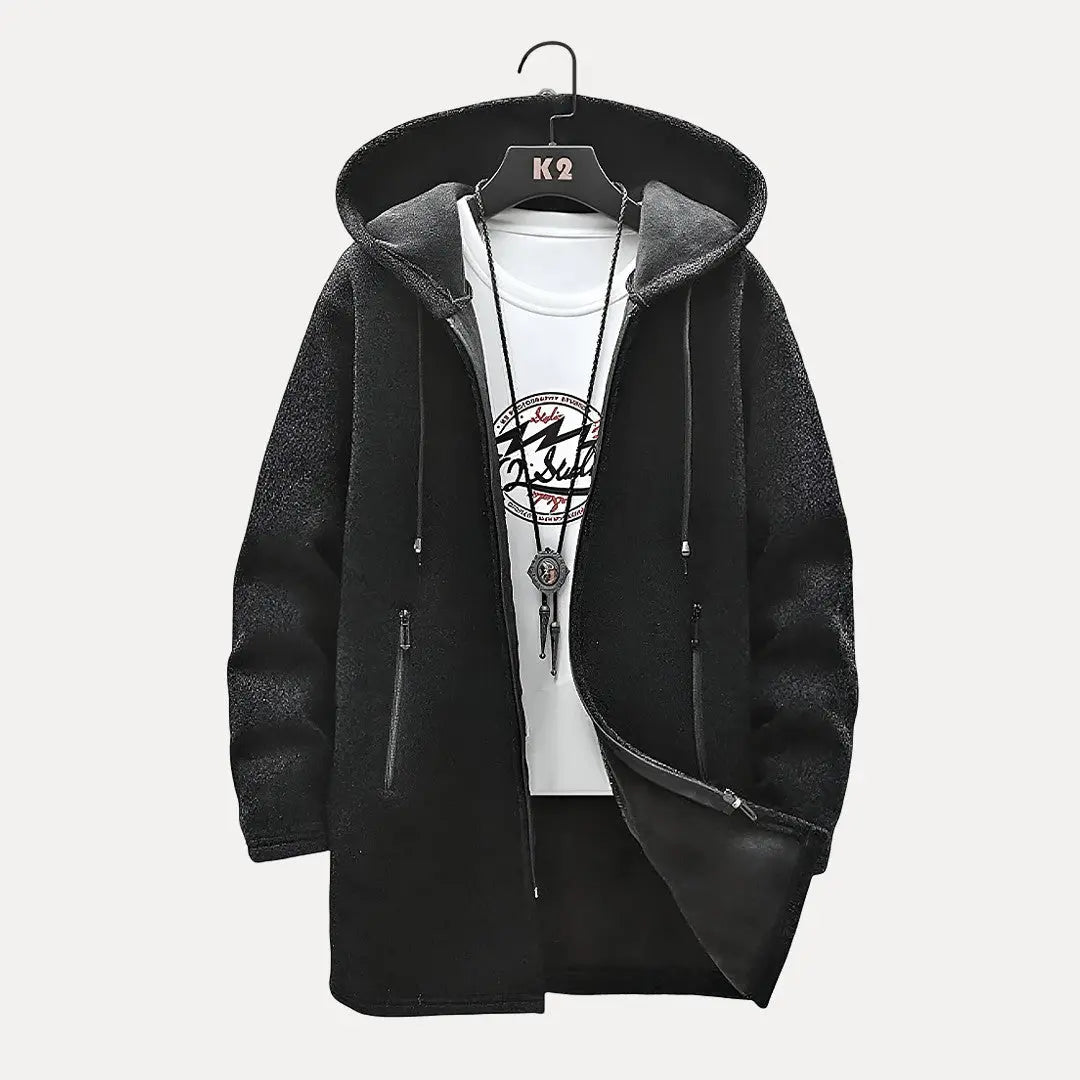 Men’s Hooded Jacket with Zip Closure and Side Pockets