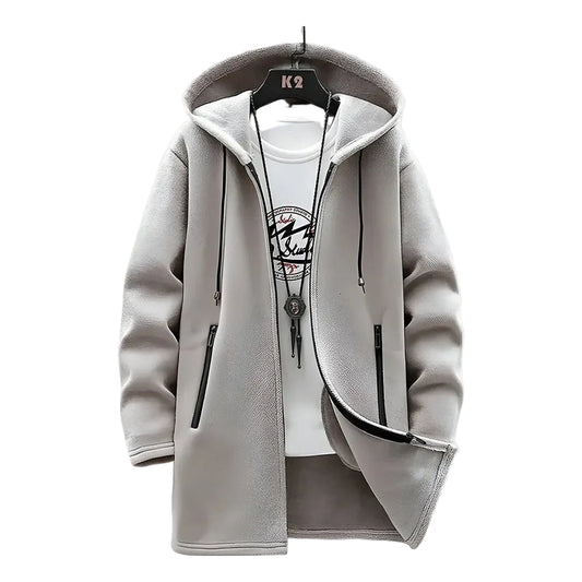 Men’s Hooded Jacket with Zip Closure and Side Pockets