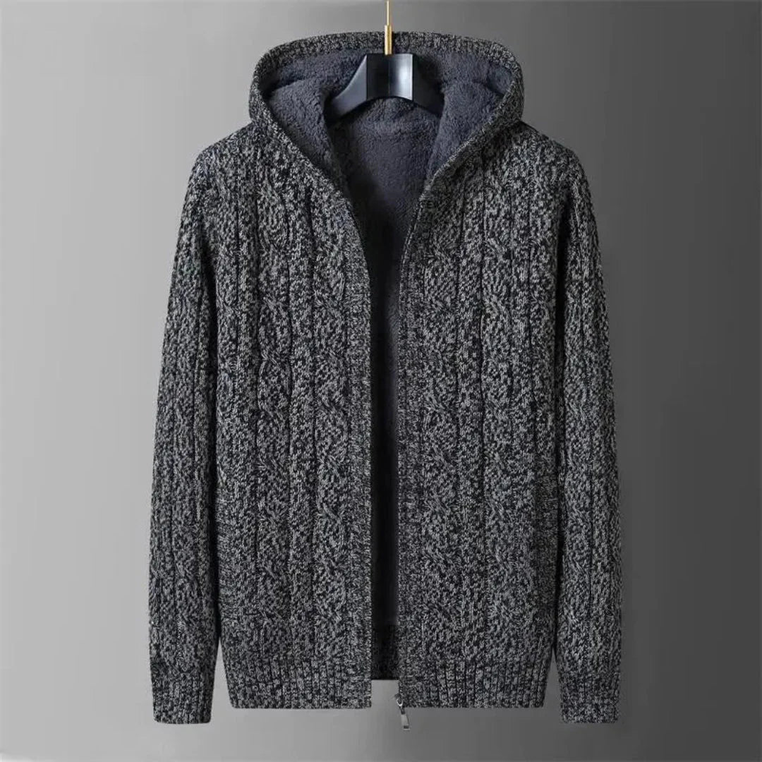 Men’s Hooded Knit Zip Sweater Jacket