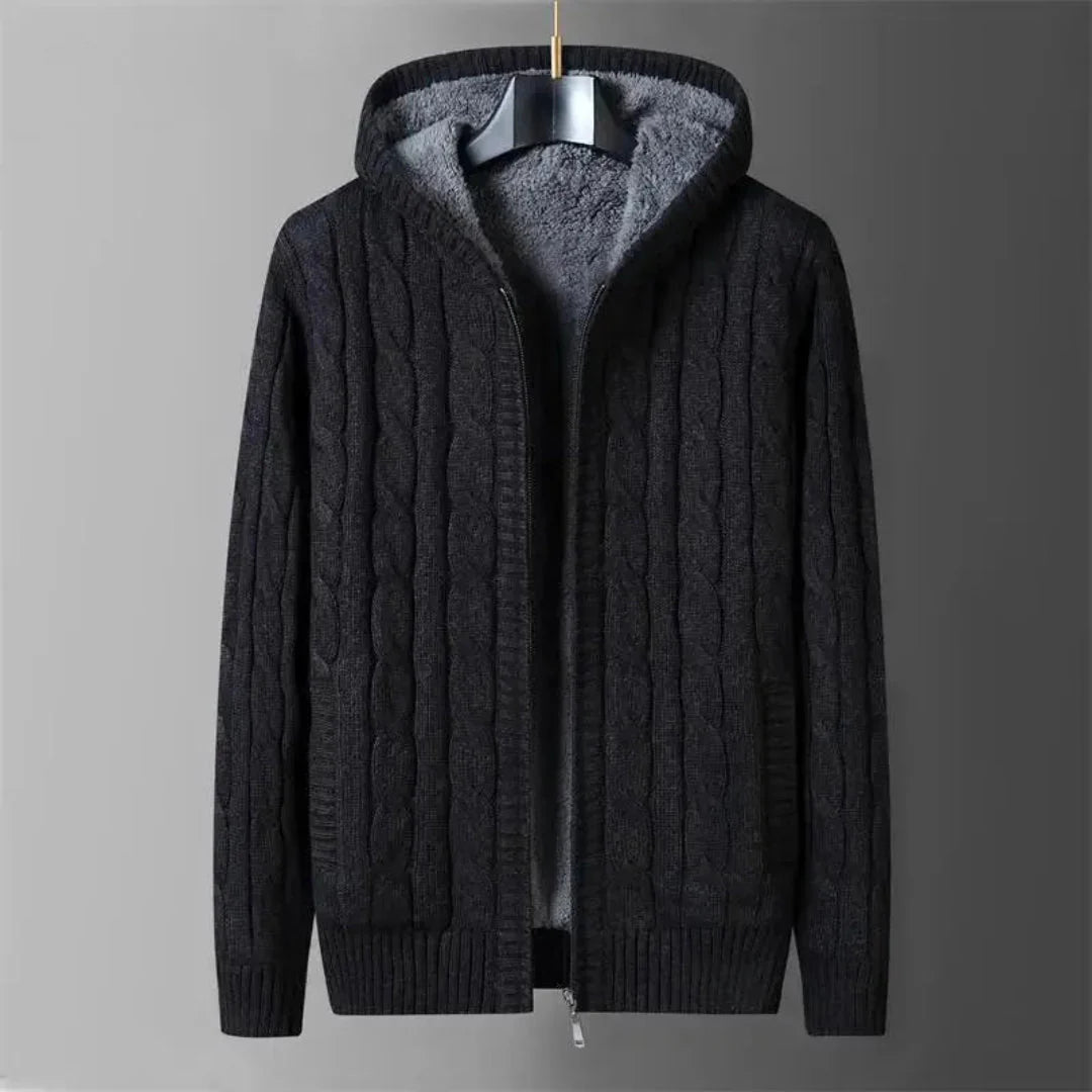 Men’s Hooded Knit Zip Sweater Jacket