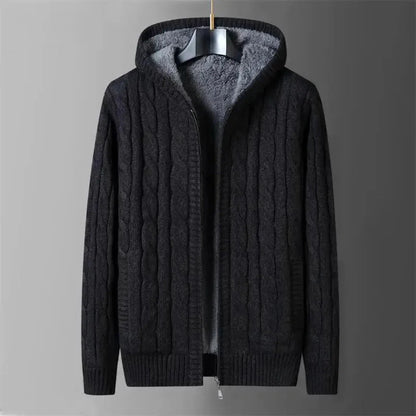 Men’s Hooded Knit Zip Sweater Jacket