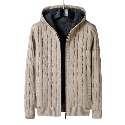 Men’s Hooded Knit Zip Sweater Jacket