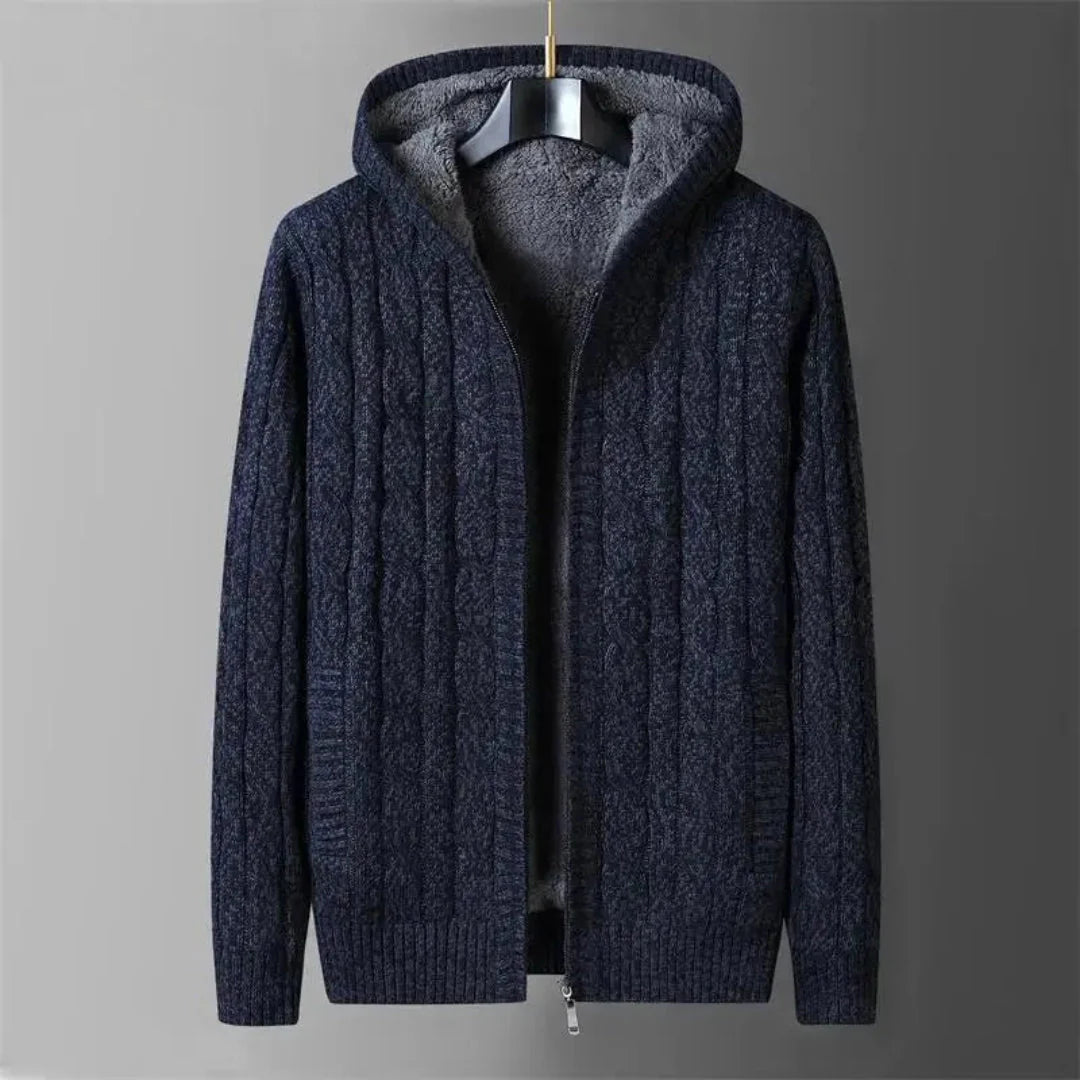 Men’s Hooded Knit Zip Sweater Jacket