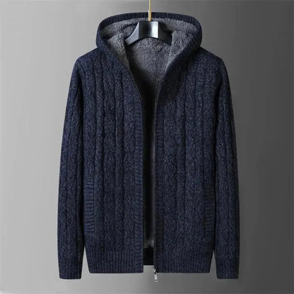 Men’s Hooded Knit Zip Sweater Jacket