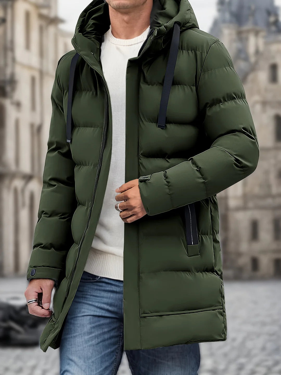 Men’s Hooded Longline Puffer Jacket