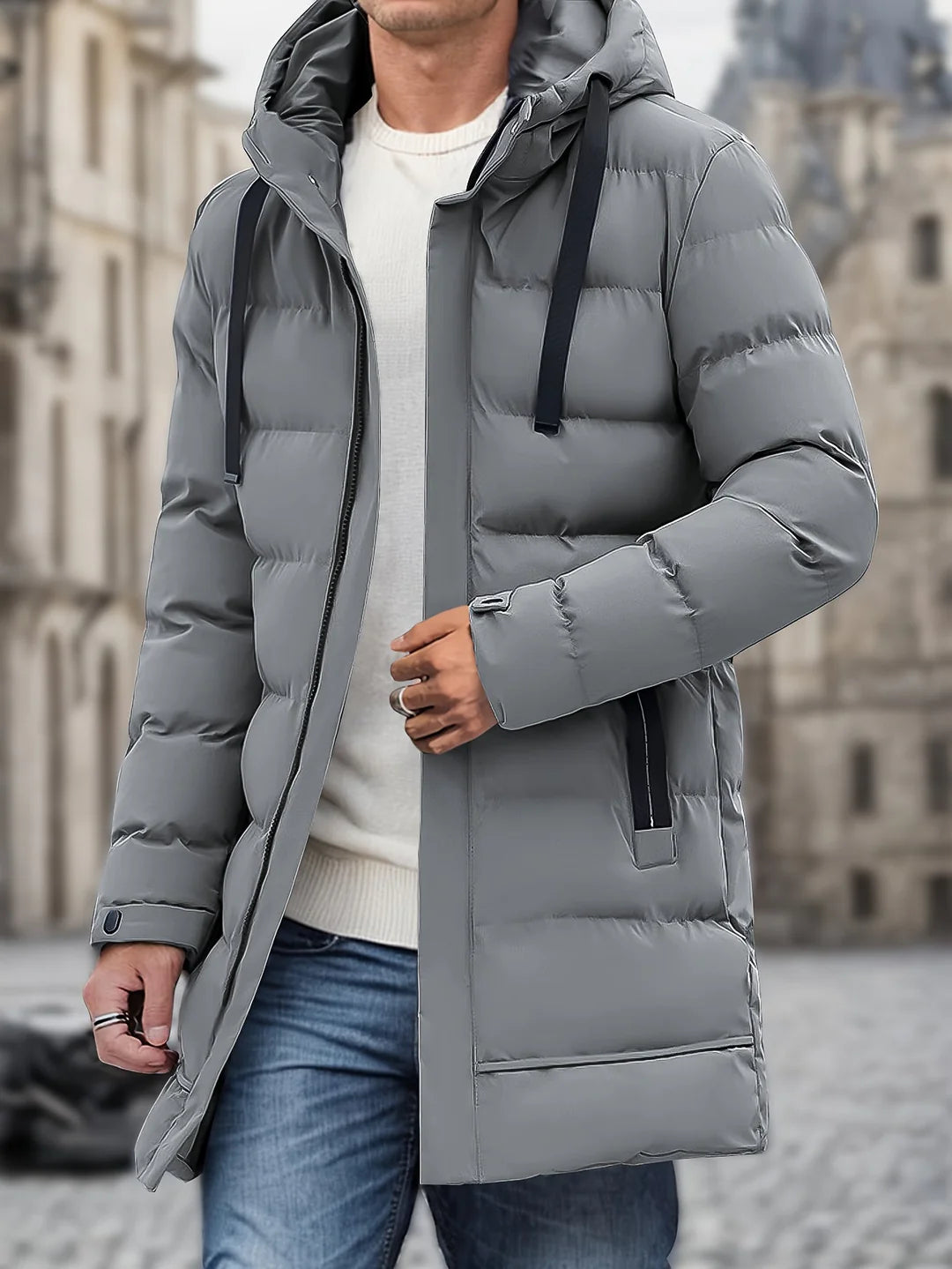Men’s Hooded Longline Puffer Jacket